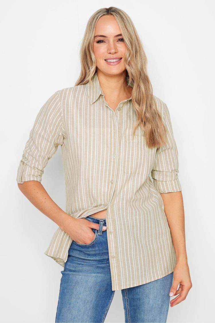 Long Tall Sally Natural Stripe Long Sleeve 100% Cotton Shirt - Image 2 of 6