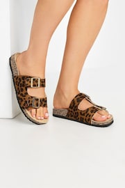 Long Tall Sally Brown Leopard Moulded Footbed Sandals In Standard Fit - Image 5 of 5