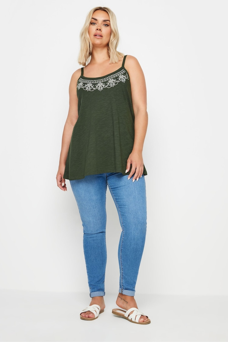 Yours Curve Green Embroidered Swing Cami - Image 2 of 4