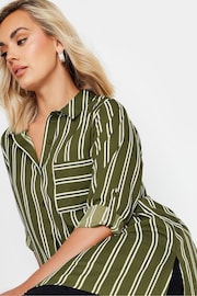 Yours Curve Green Boyfriend Stripe Shirt - Image 4 of 4