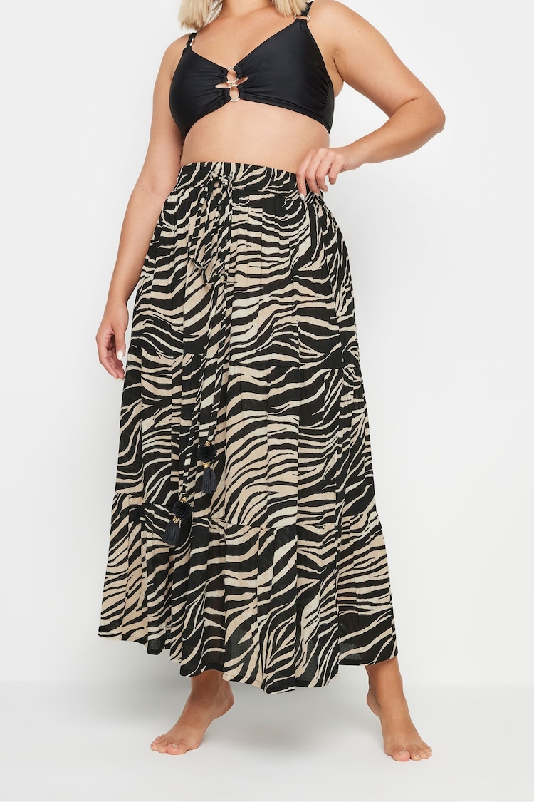 Yours Curve Black Animal Beach Skirt - Image 1 of 5