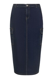 Yours Curve Blue Midaxi Cargo Pocket Stretch Denim Skirt - Image 5 of 5