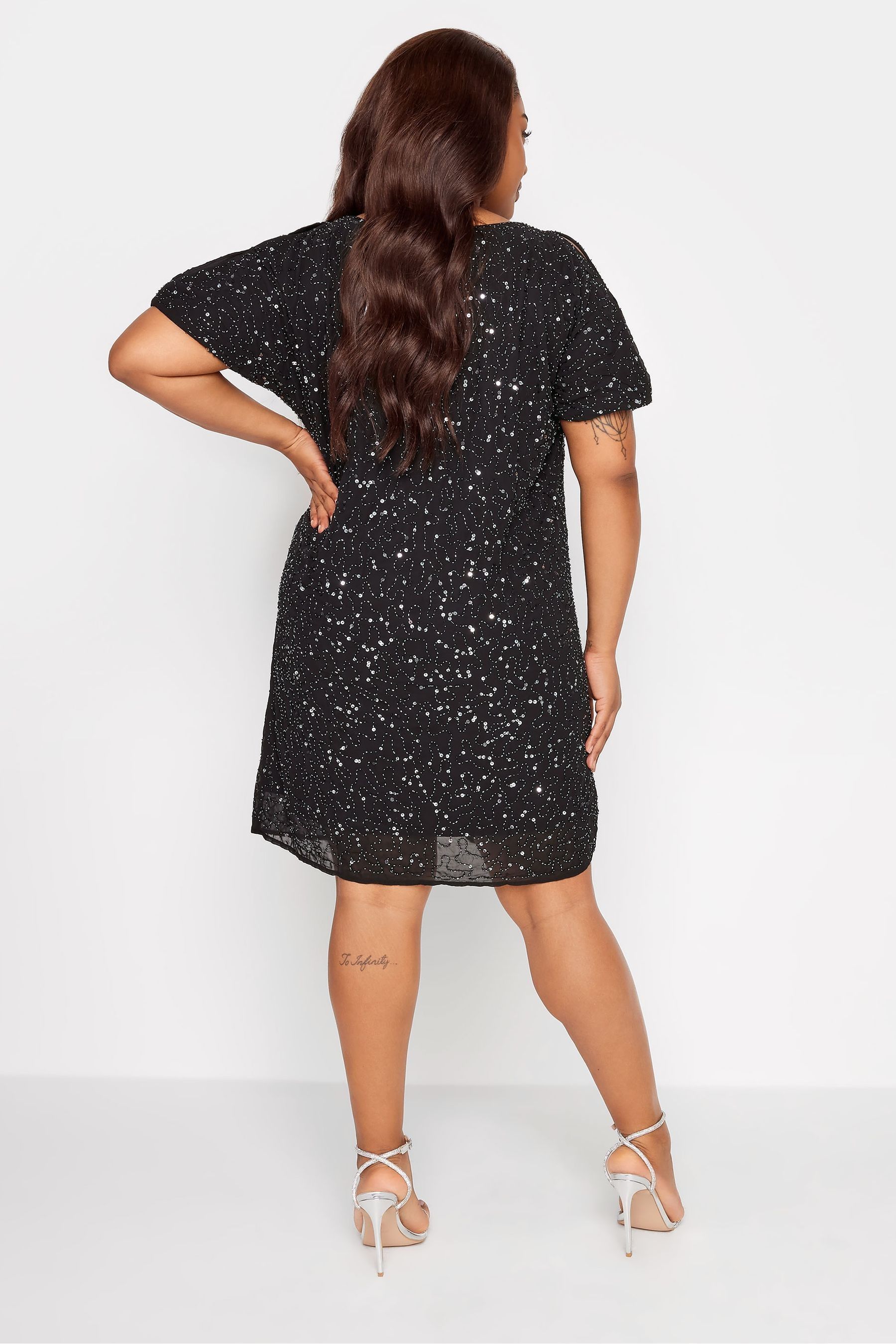 Cold shoulder cape dress shop