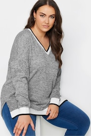 Yours Curve Grey Structured Sweatshirt - Image 1 of 5