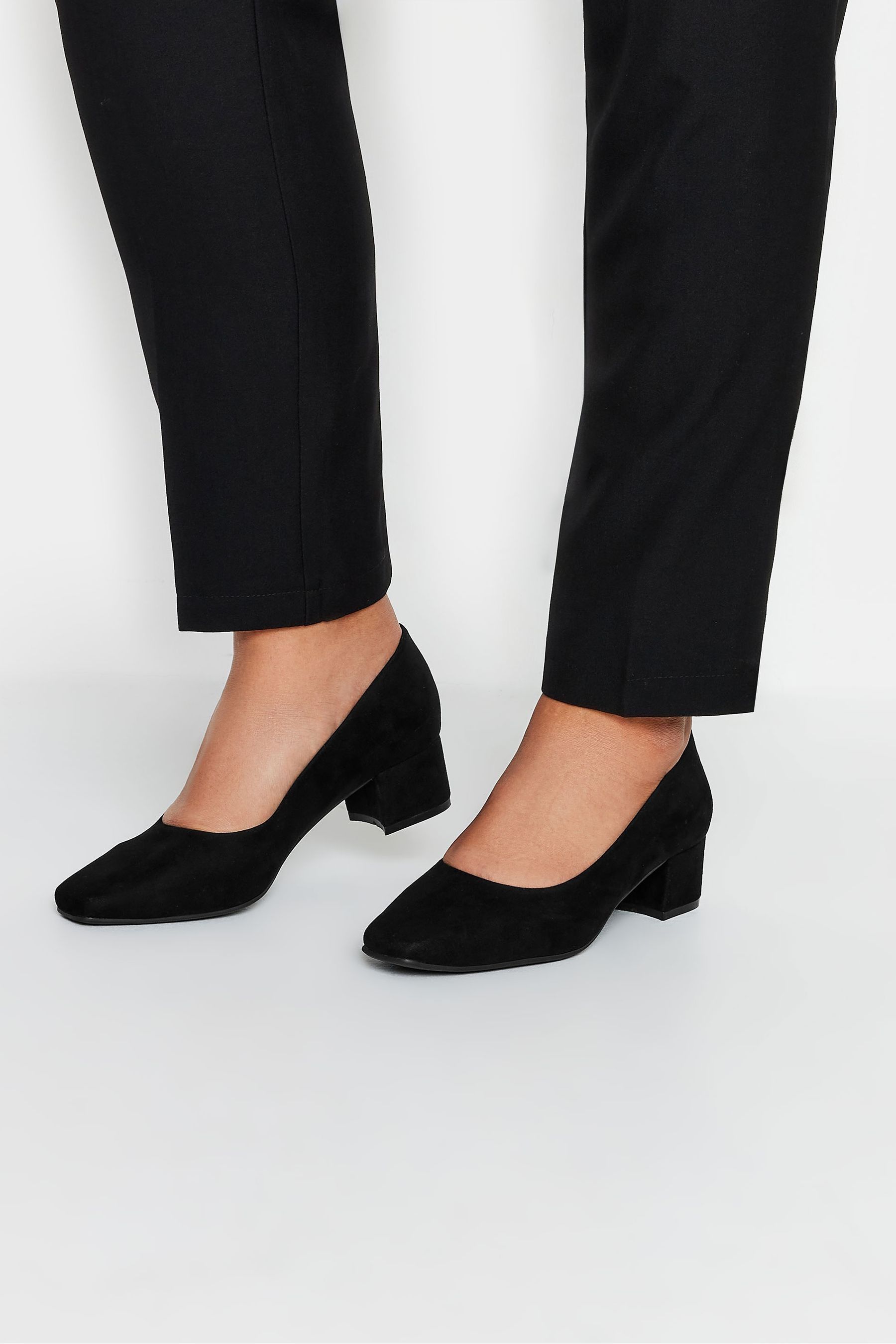 Wide fit black suede court shoes store