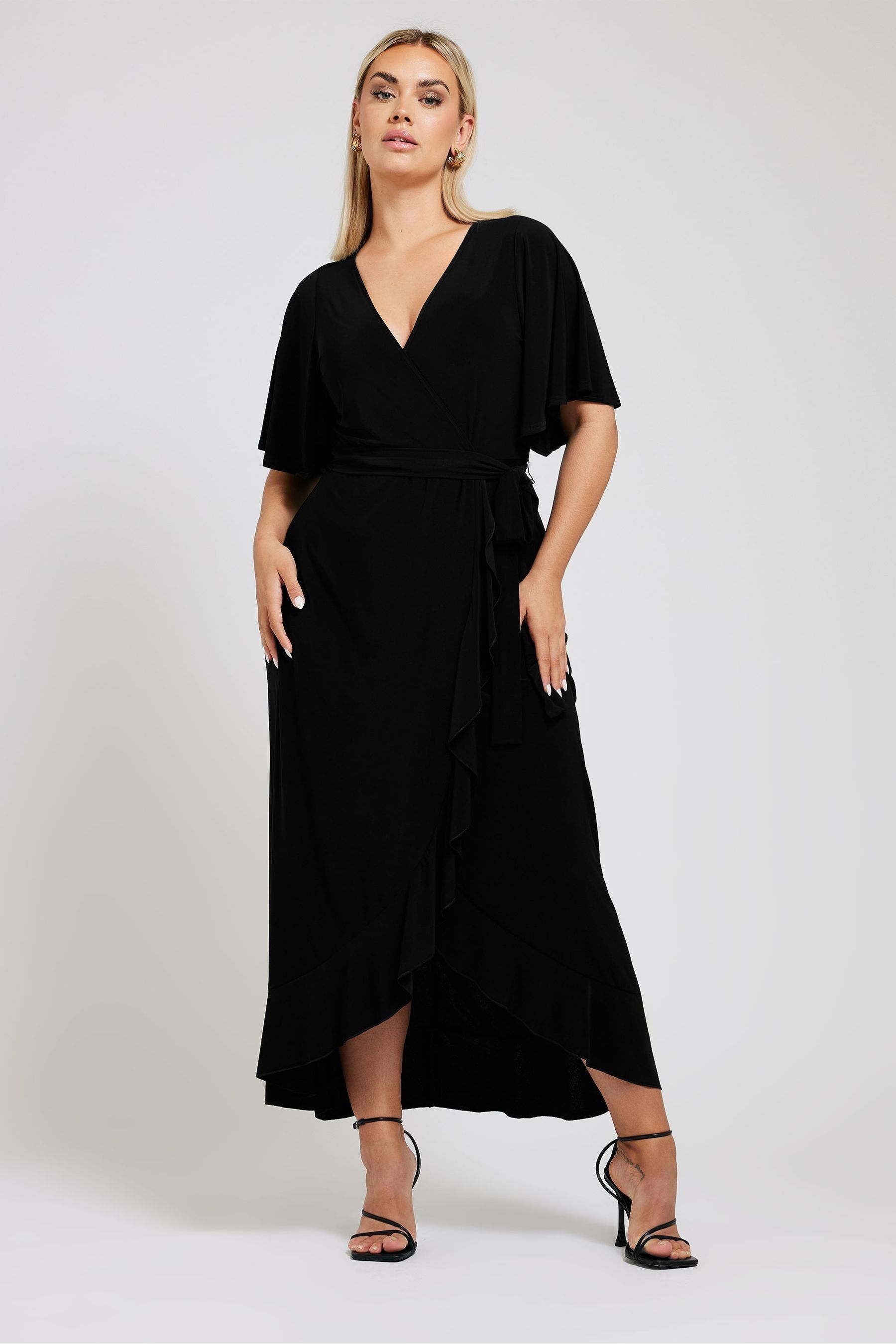 Wrap dress frill hem sale