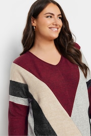 Yours Curve Red Colour Block Soft Touch Sweatshirt - Image 4 of 5