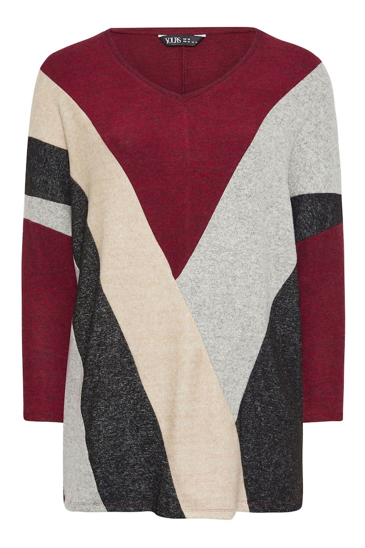 Yours Curve Red Colour Block Soft Touch Sweatshirt - Image 5 of 5