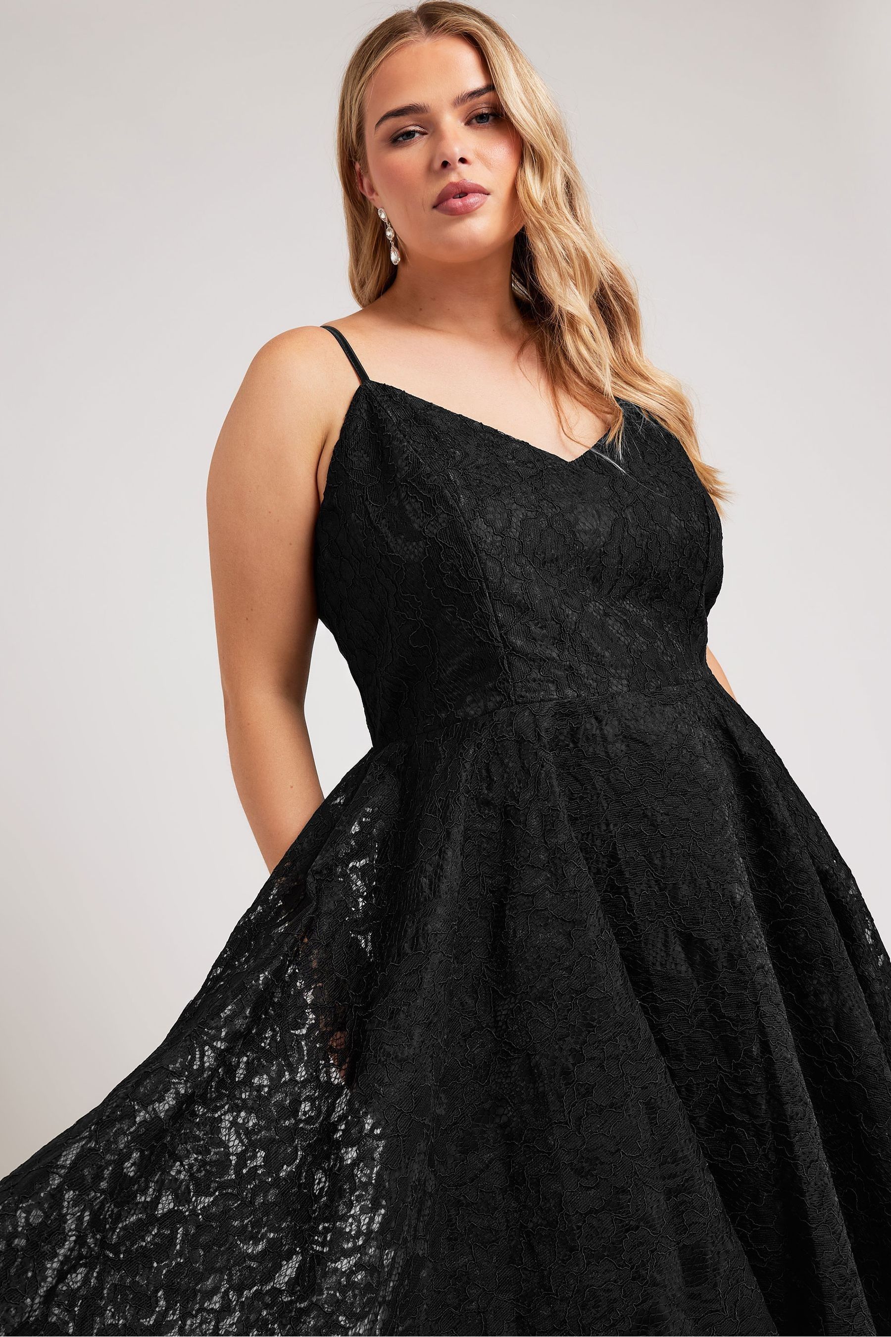 Buy Yours Curve Black Lace High Low Prom Dress from the Next UK online shop