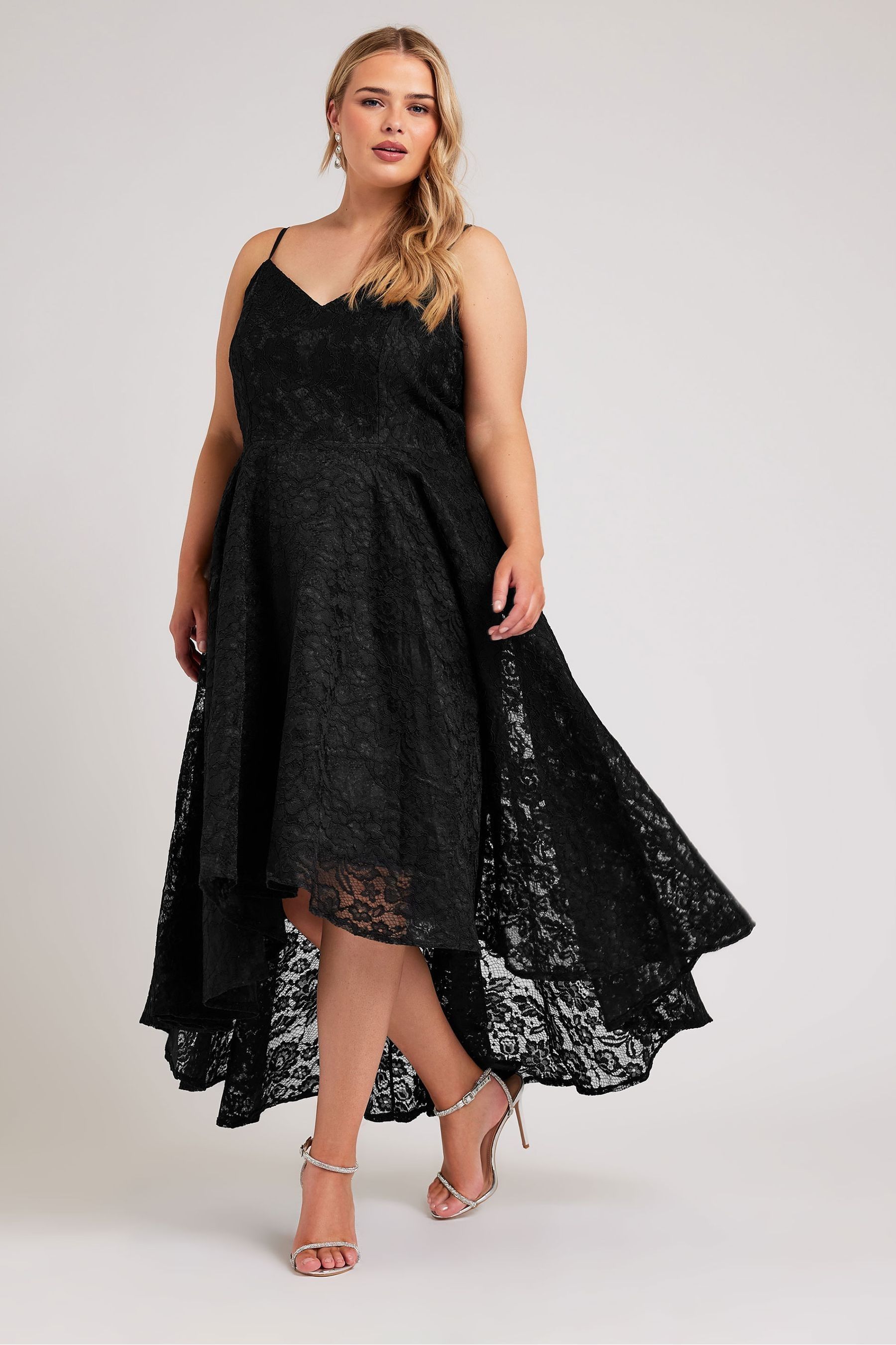 Buy Yours Curve Black Lace High Low Prom Dress from Next France