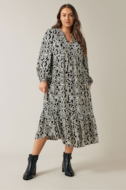 Evans Damask Print Black Dress - Image 1 of 5