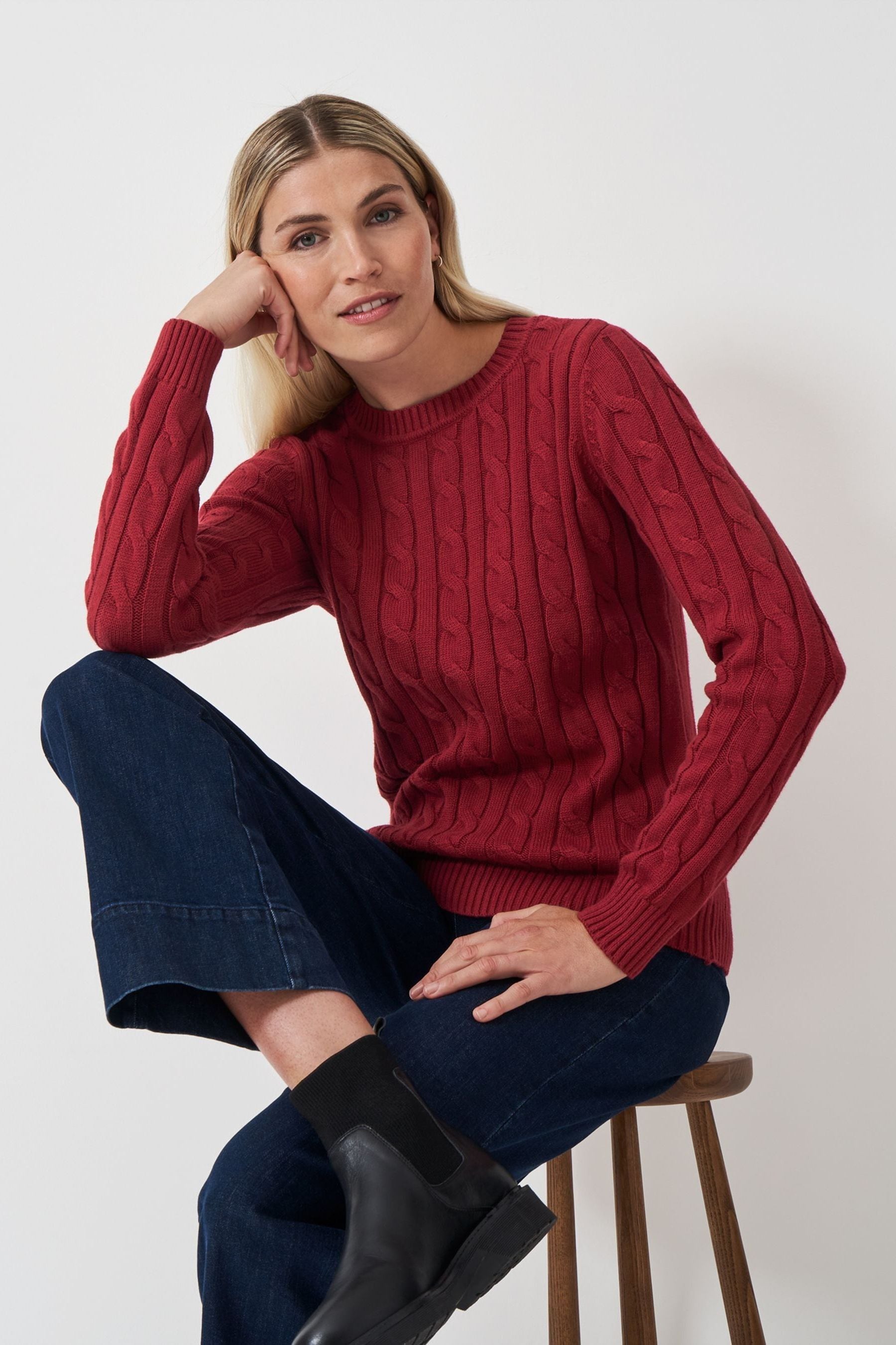 Buy Crew Clothing Chunky Cable Knit Crew Neck Jumper from Next Luxembourg