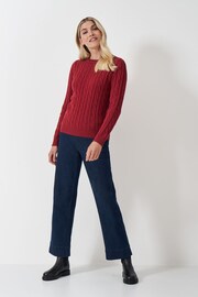 Crew Clothing Company Red Chunky Cable Knit Crew Neck Jumper - Image 3 of 5