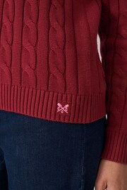 Crew Clothing Company Red Chunky Cable Knit Crew Neck Jumper - Image 4 of 5