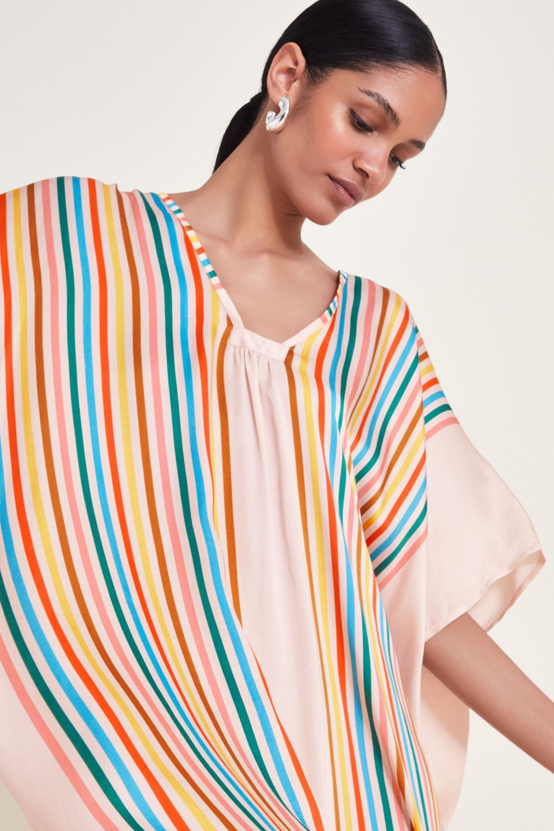 Buy Monsoon White Opal Stripe Kaftan from Next Oman