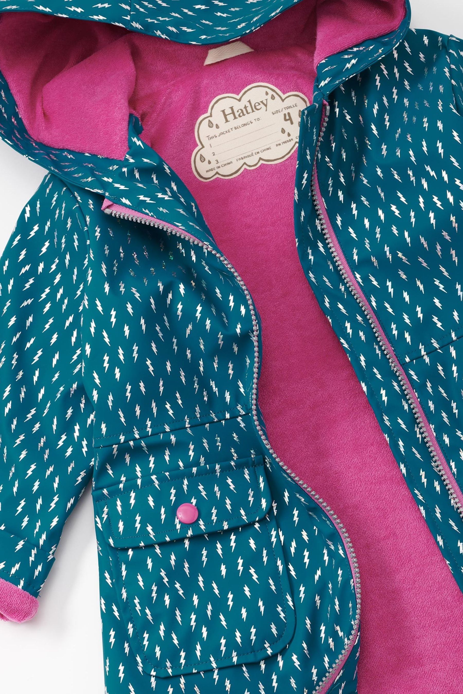 Hatley Blue Mini Lightening Bolts Peplum Raincoat