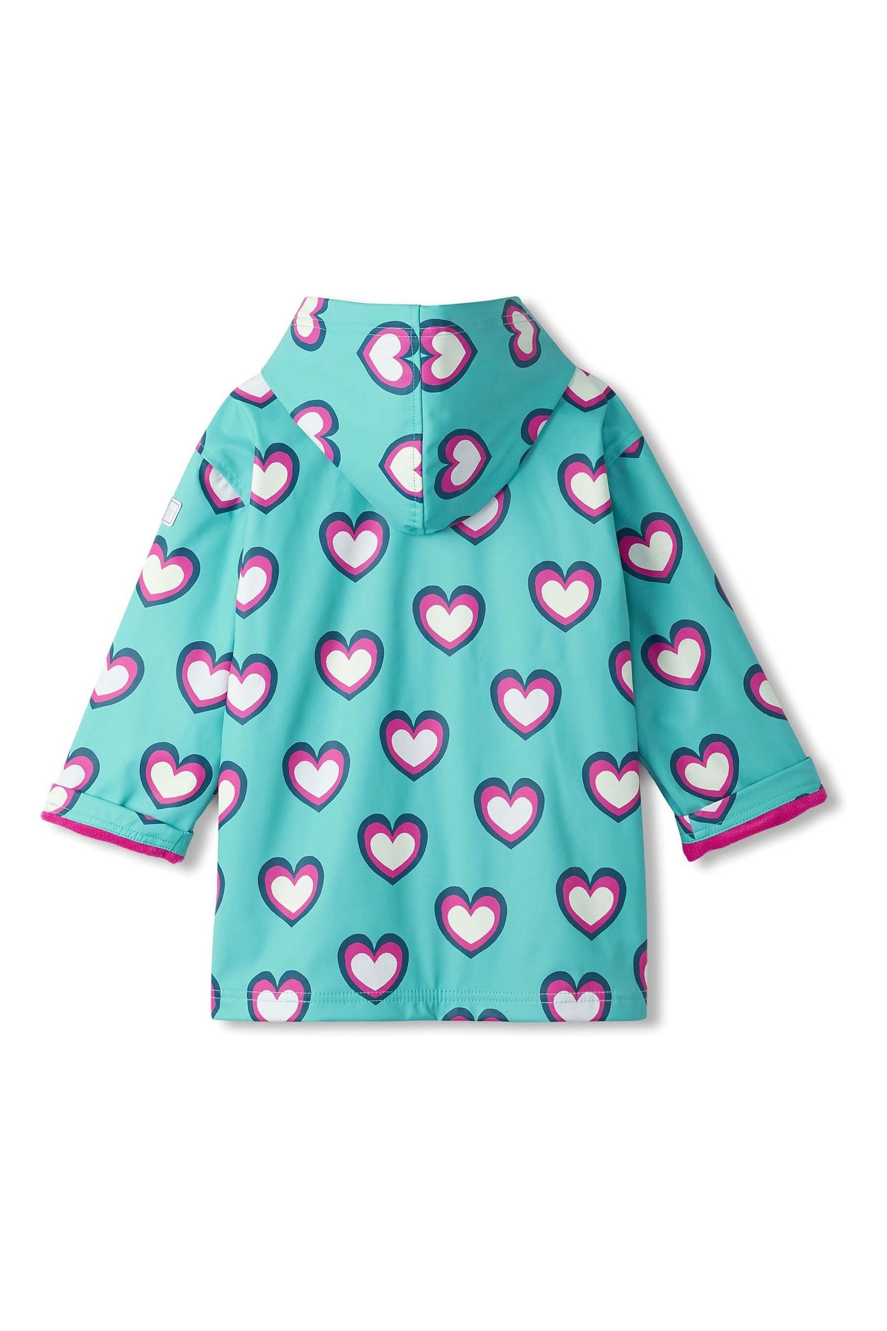 Buy Hatley Blue Hearts Colour Changing Zip Up Waterproof Rain Jacket from Next Ireland