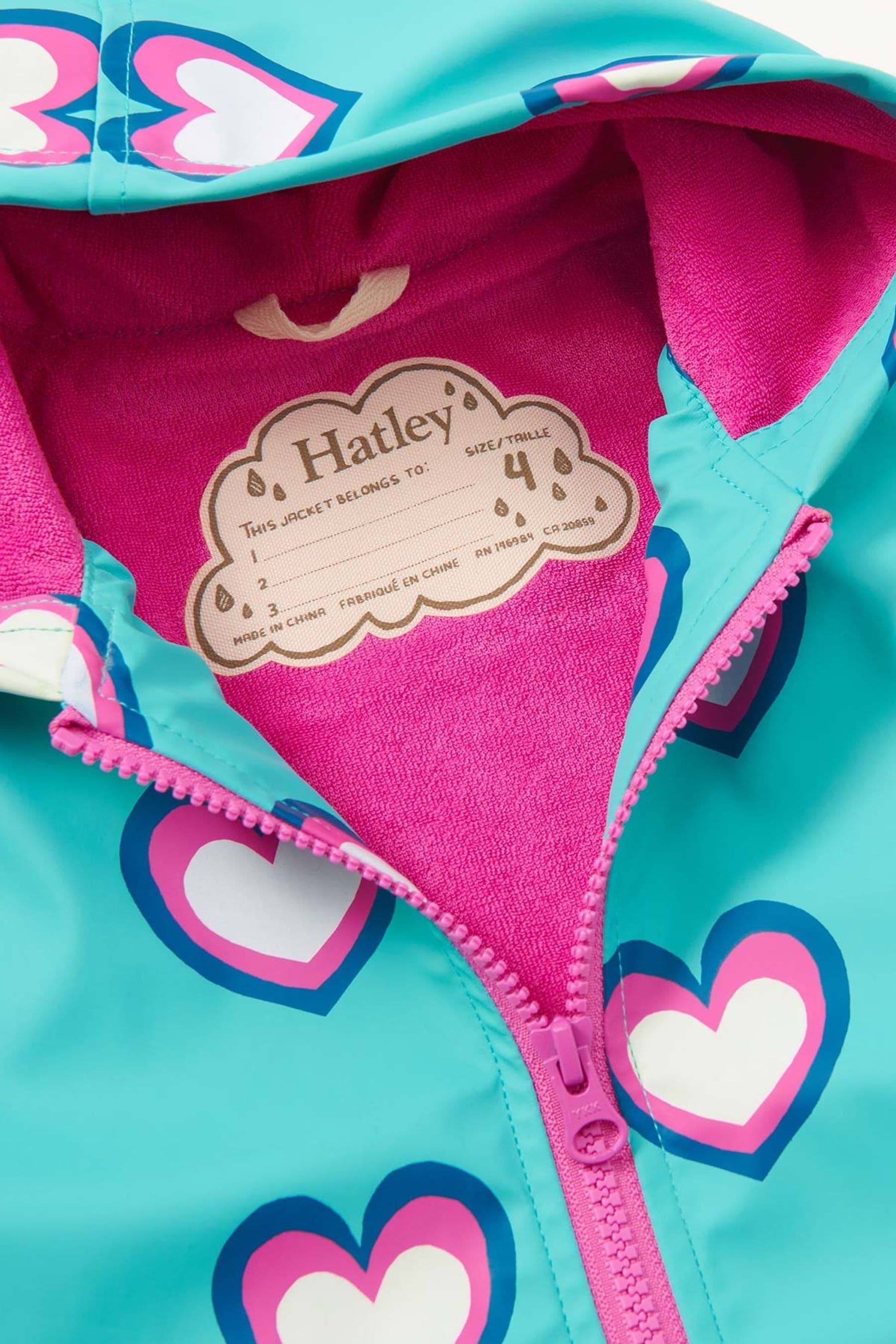 Buy Hatley Blue Hearts Colour Changing Zip Up Waterproof Rain Jacket from Next Ireland