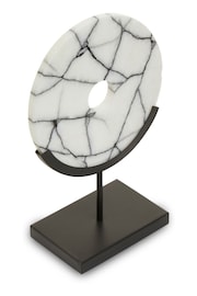 Fifty Five South Black/White Marmara Marble Sculpture on Iron Stand - Image 4 of 6