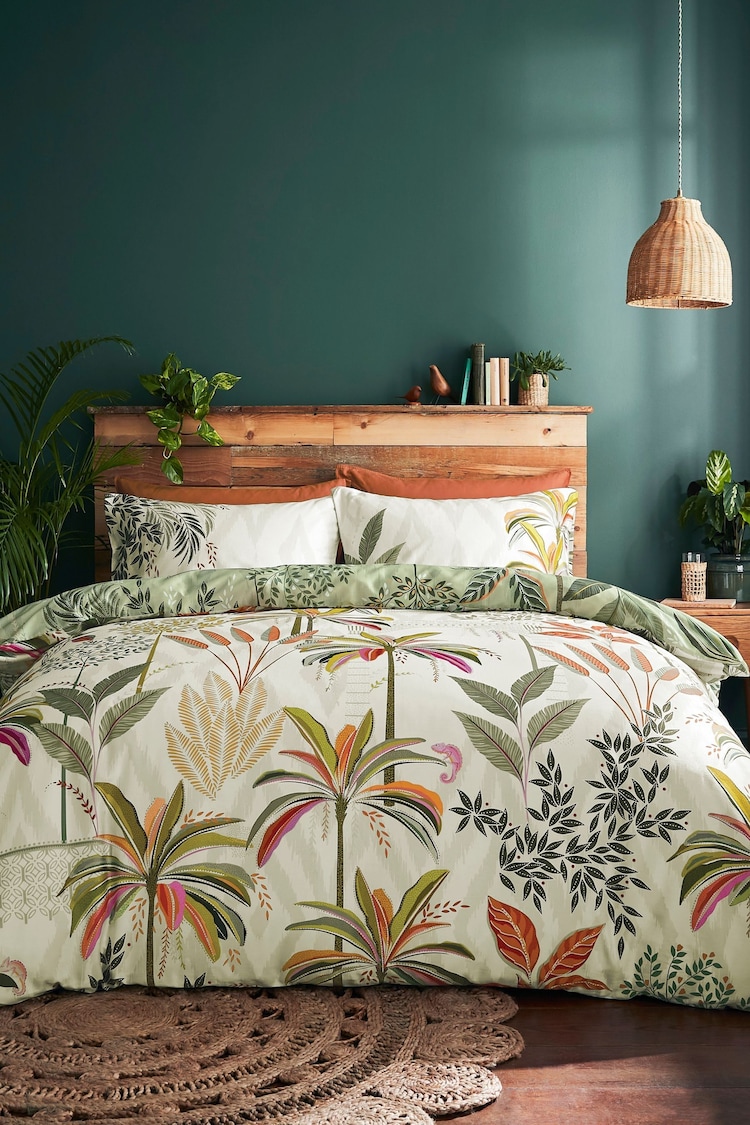 Sara Miller Light Stone Palm Garden Duvet Cover and Pillowcase Set - Image 1 of 5