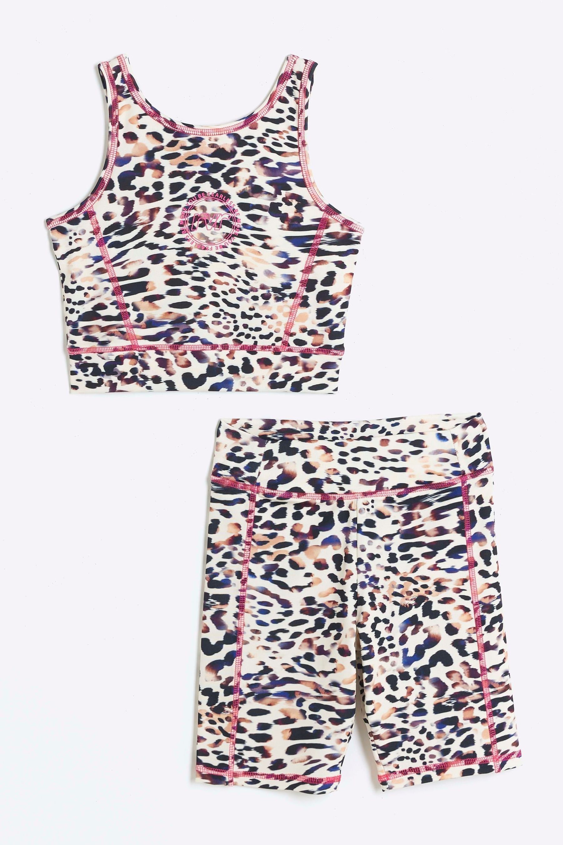 Buy River Island Brown Girls Leopard Print 100 Cotton Crop Top and Shorts Set from the Next UK online shop