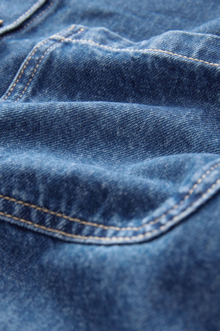 Dark Blue 100% Cotton Worker Pocket Denim Jacket - Image 7 of 7