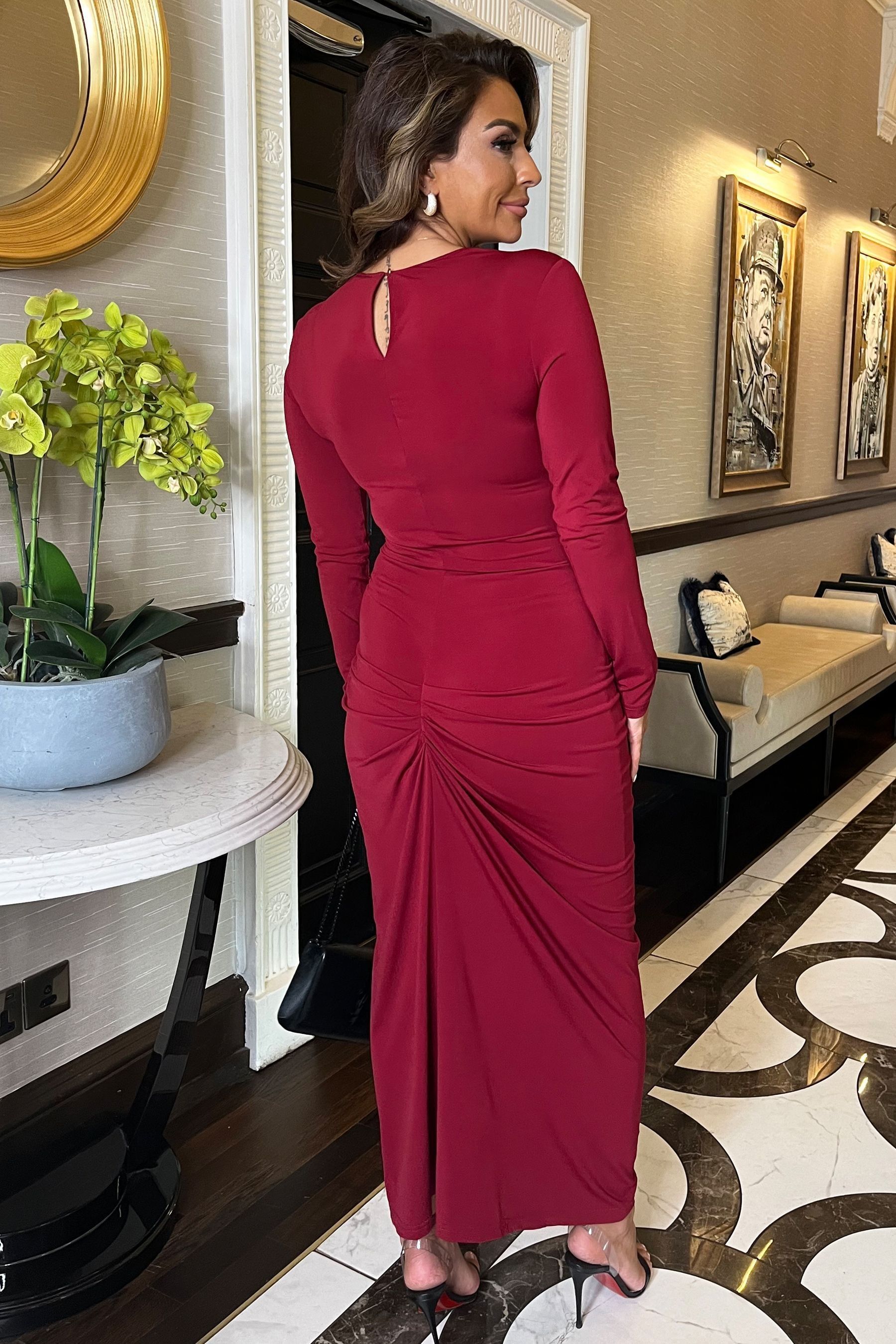 Buy AX Paris Red Long Sleeves Knot Skirt Bodycon Midi Dress from the Next UK online shop