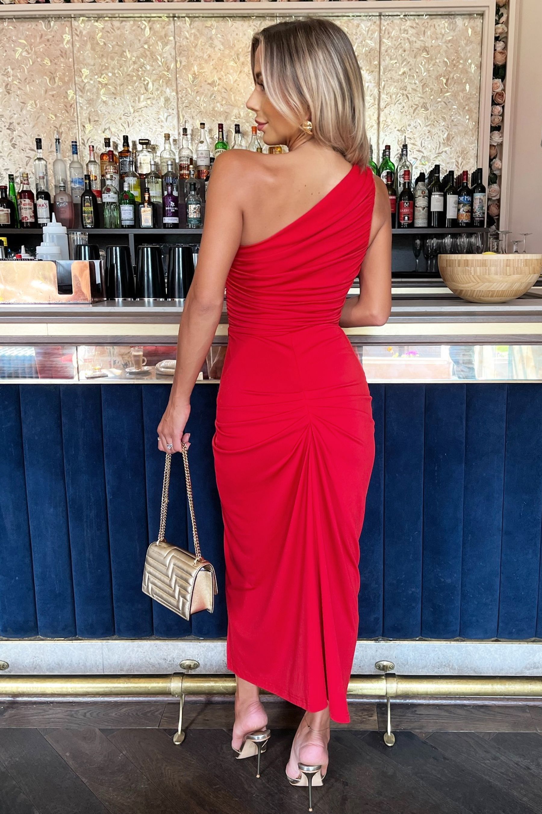 One shoulder knot dress clearance
