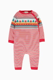 Frugi Unisex Red Knitted Christmas Romper - Image 1 of 5