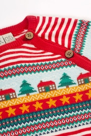 Frugi Unisex Red Knitted Christmas Romper - Image 3 of 5