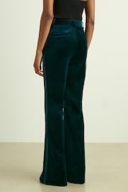 Reiss Teal Parisa Petite Velvet Flared Suit Trousers - Image 6 of 8