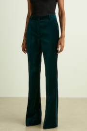 Reiss Teal Parisa Petite Velvet Flared Suit Trousers - Image 6 of 7