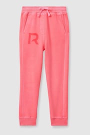 Reiss Bright Pink Kelly Teen Oversized Logo Cotton Blend Drawstring Joggers - Image 1 of 5