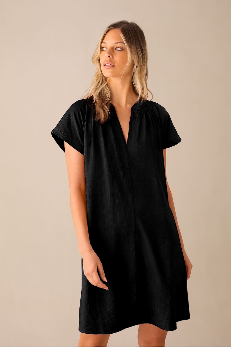 Ro&Zo Black Gathered Neck Short Dress - Image 1 of 3