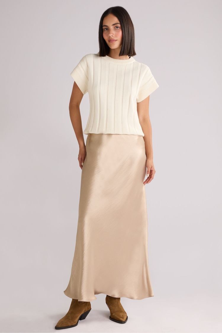 Ro&Zo Natural Metallic Satin Bias Cut Maxi Skirt - Image 2 of 4