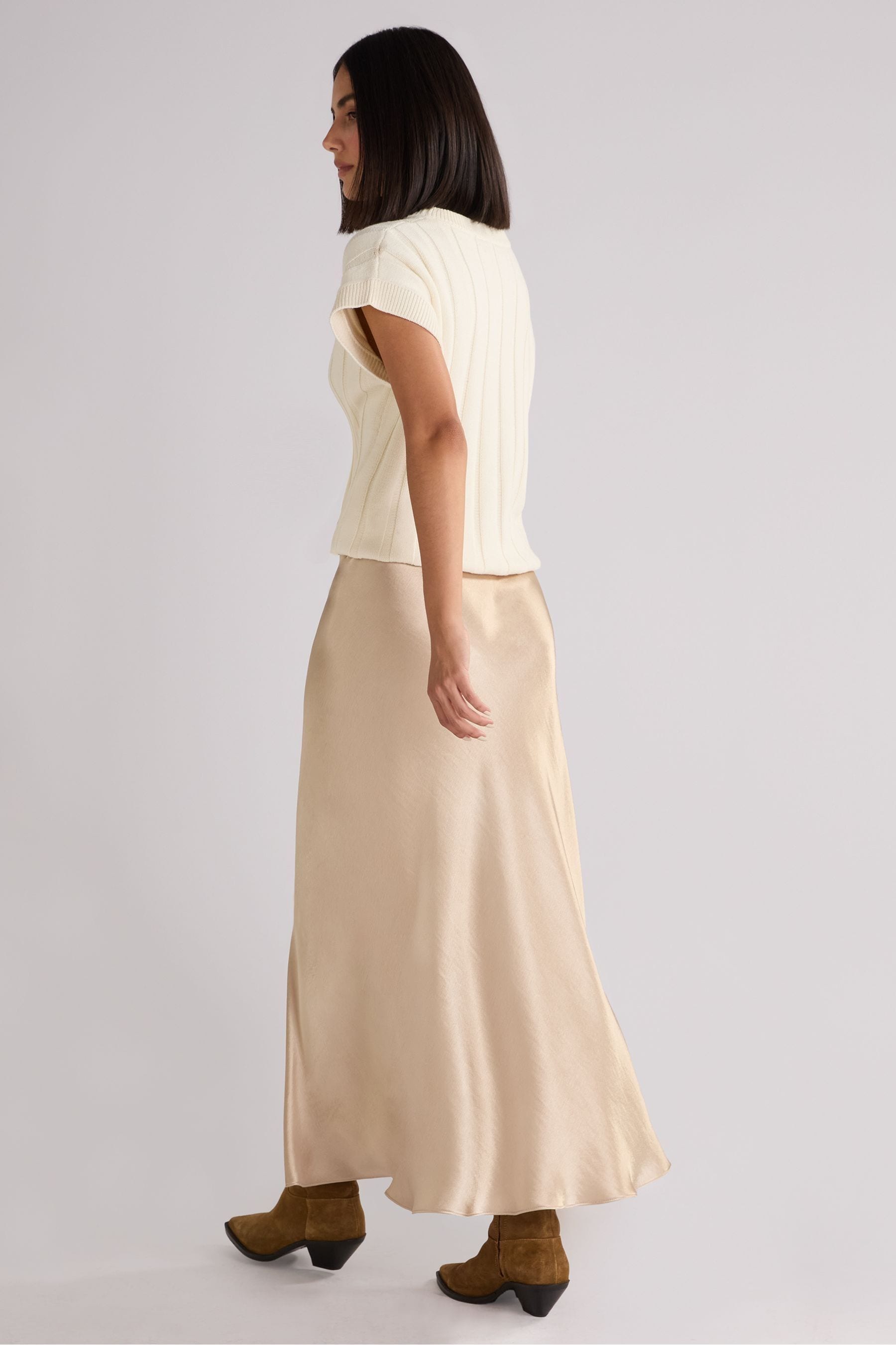 Buy Ro Zo Natural Metallic Satin Bias Cut Maxi Skirt from Next Luxembourg