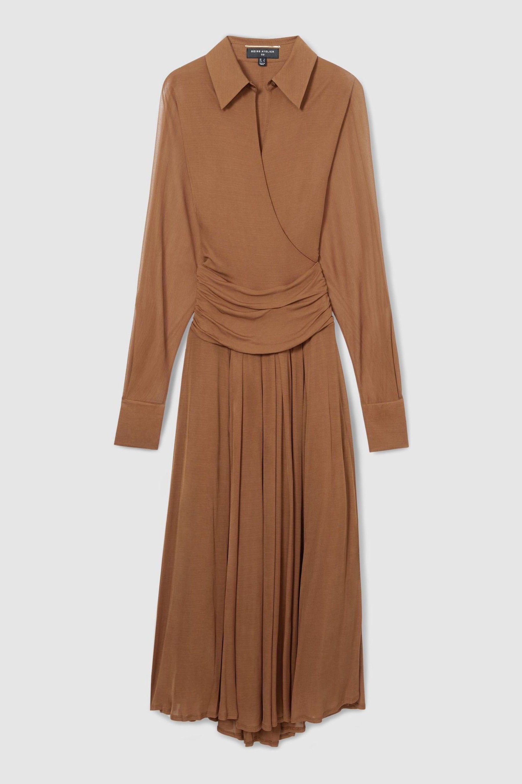 Buy Reiss Tan Saffron Atelier Gathered Georgette Maxi Dress from Next Luxembourg