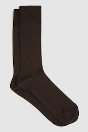 Reiss Chocolate Fela Ribbed Socks - Image 1 of 3