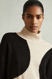 Reiss Oatmeal/Black Georgia Colourblock Roll Neck Jumper - Image 1 of 6