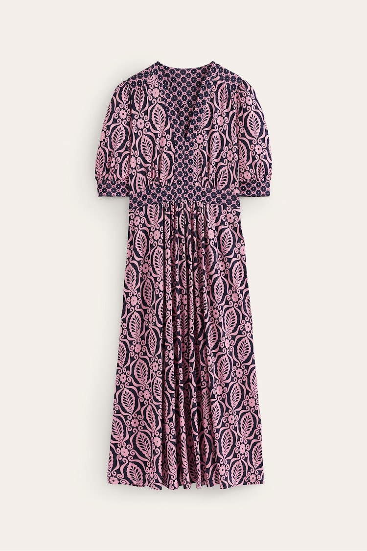 Boden Pink Lily Hotched Jersey Midi Dress - Image 5 of 5