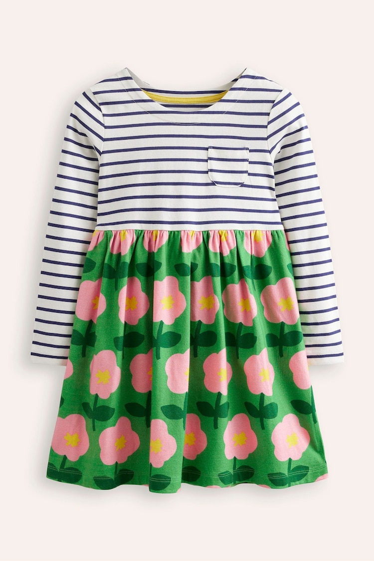 Boden Green Hotchpotch 100% Cotton Jersey Dress - Image 1 of 2