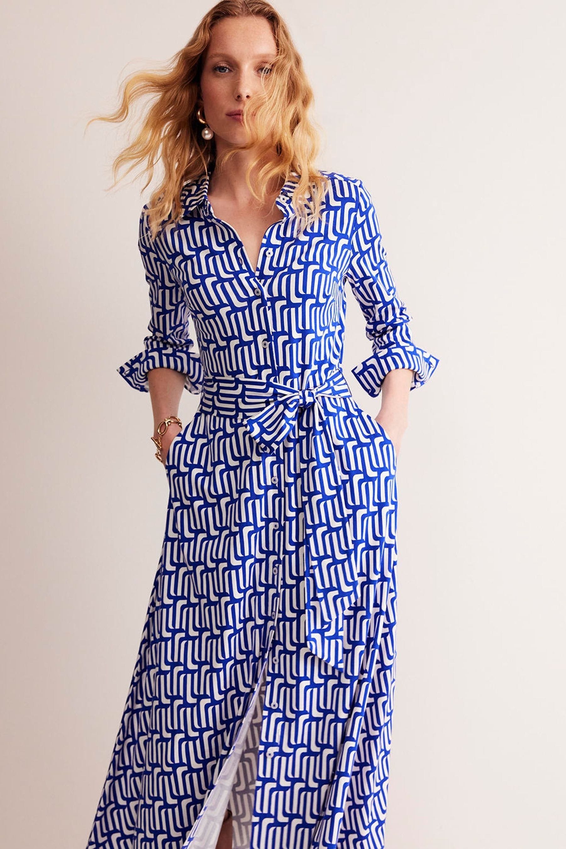 Buy Boden Blue Marcia Jersey Midi Shirt Dress from Next Luxembourg