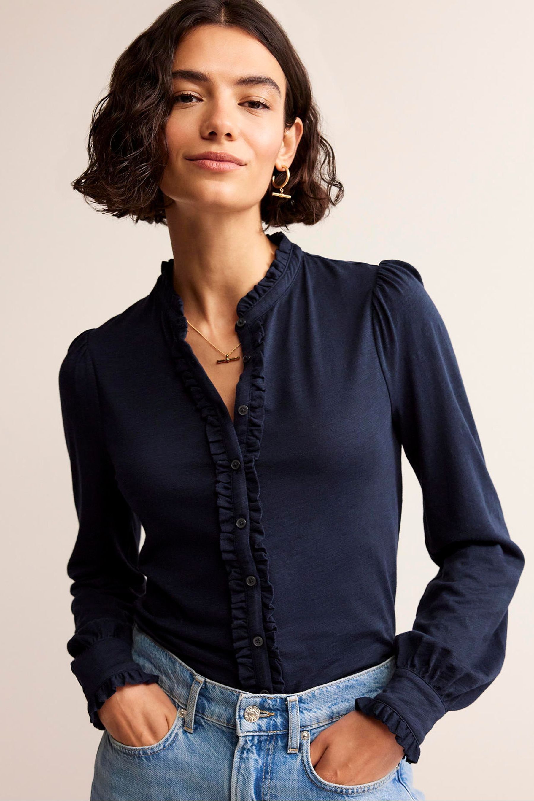 Buy Boden Blue Caroline Jersey Shirt from Next Gibraltar