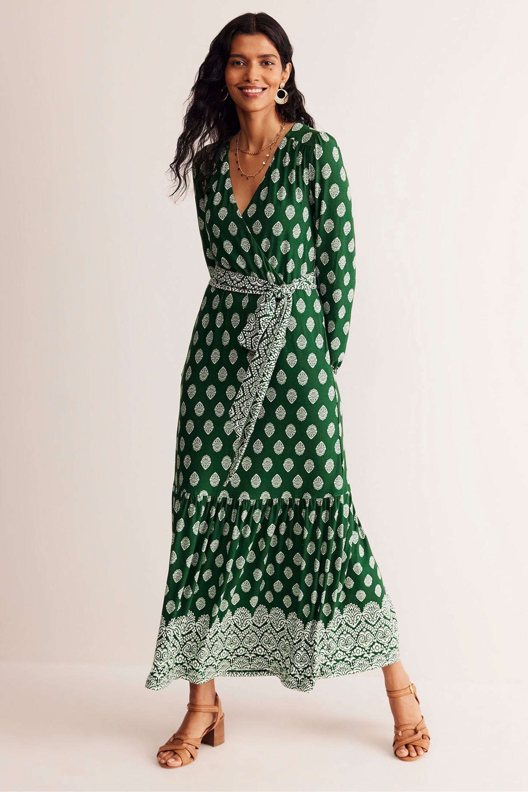 Buy Boden Green Ophelia Wrap Midi Jersey Dress from Next Luxembourg