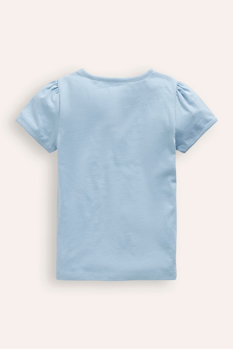 Boden Blue Puff Sleeve Superstitch 100% Cotton Top - Image 2 of 3