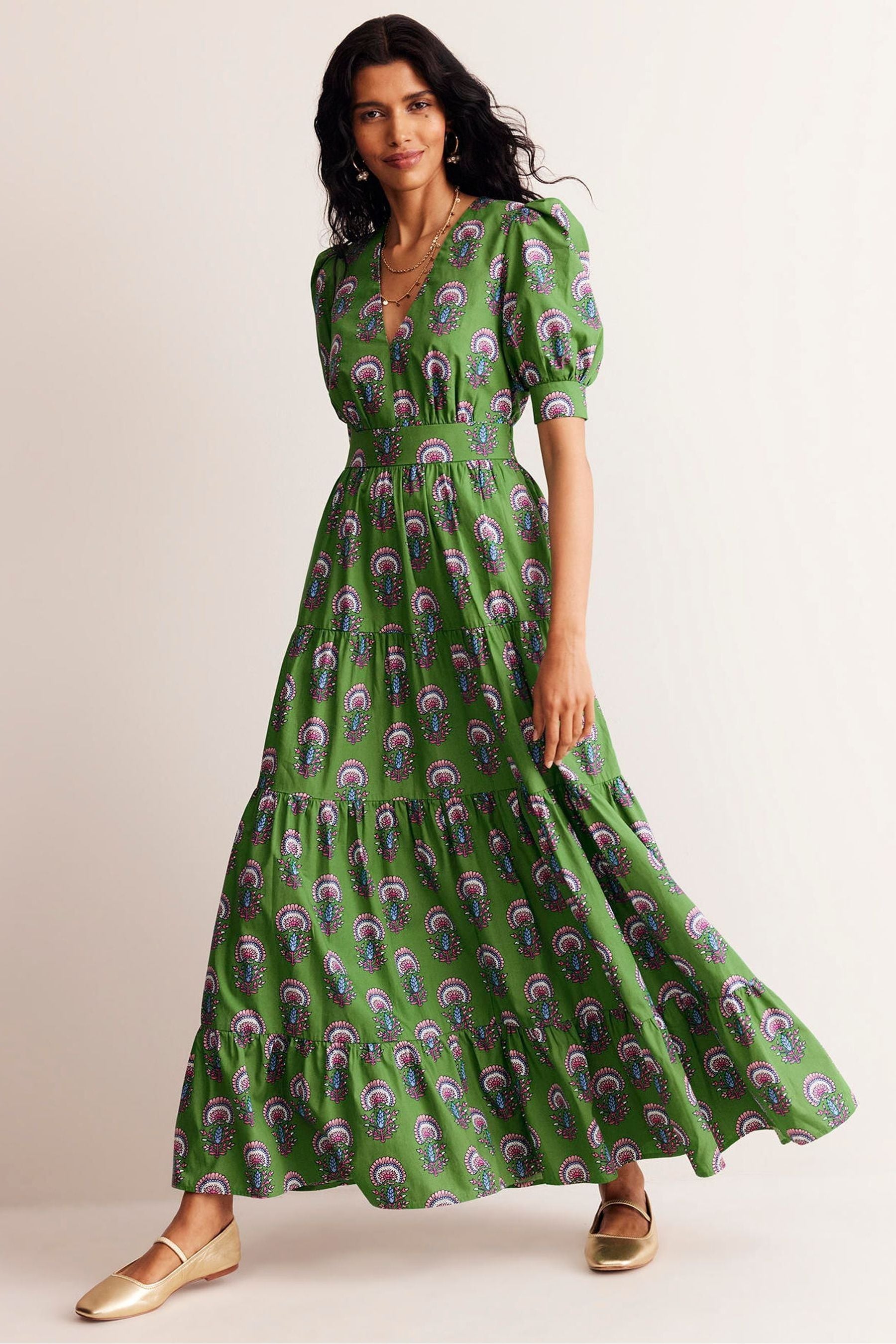 Long puff sleeve maxi dress clearance