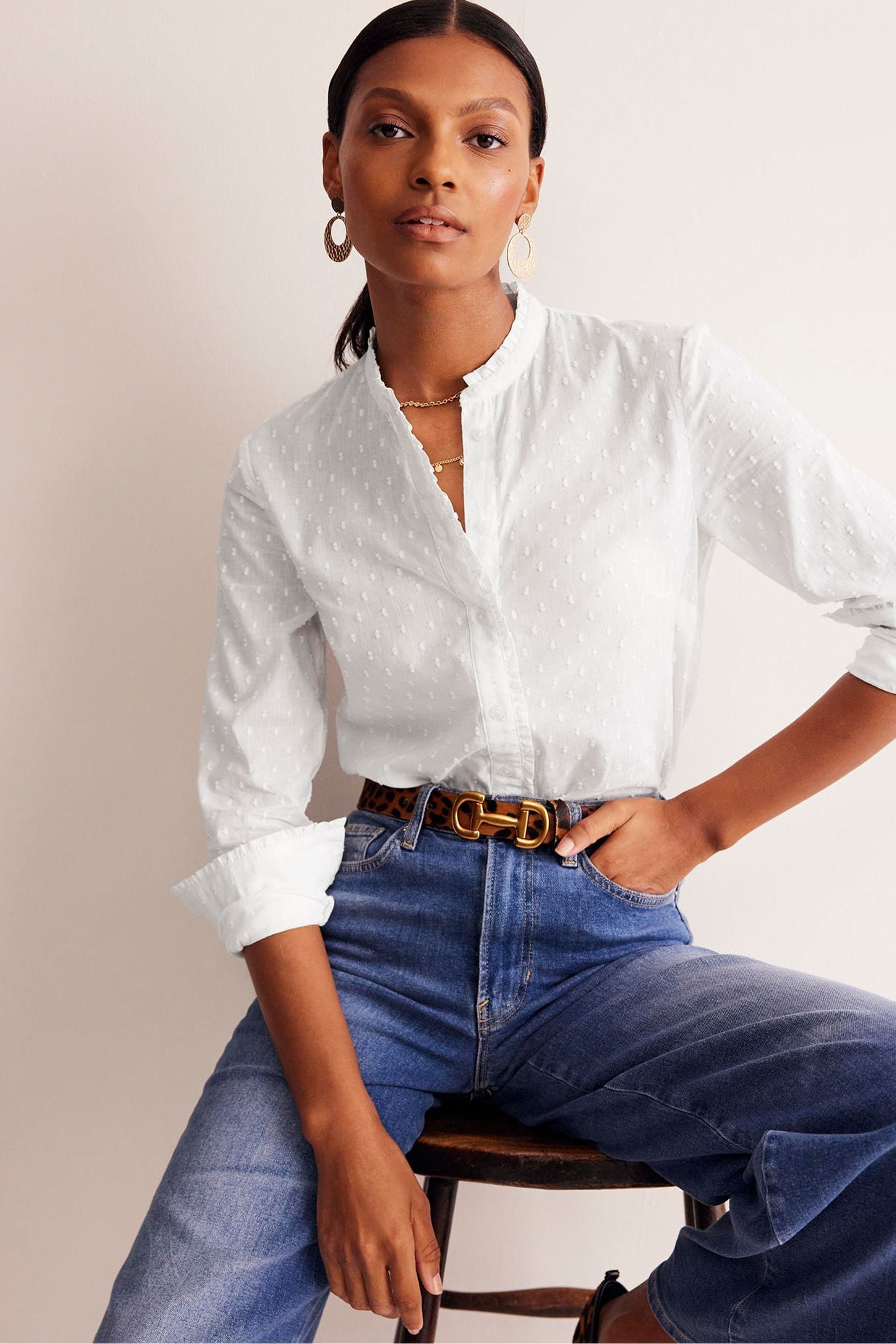 Buy Boden White Phoebe 100 Cotton Shirt from Next Luxembourg