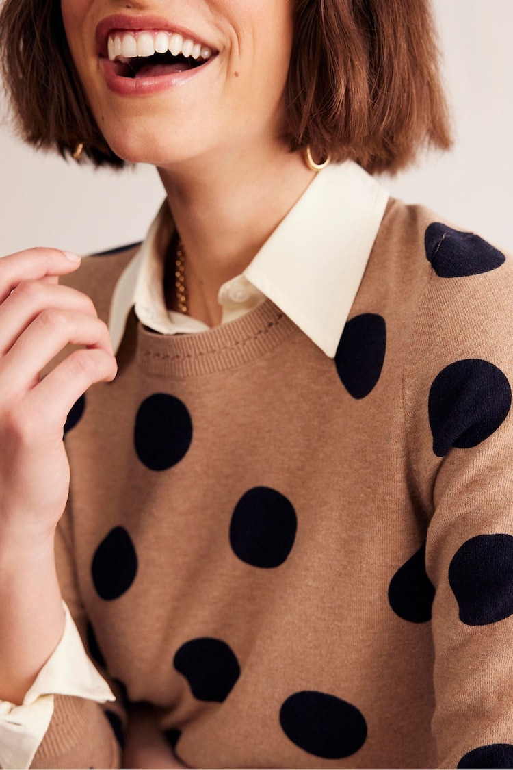 Boden Brown Catriona Cotton Crew Jumper - Image 2 of 6