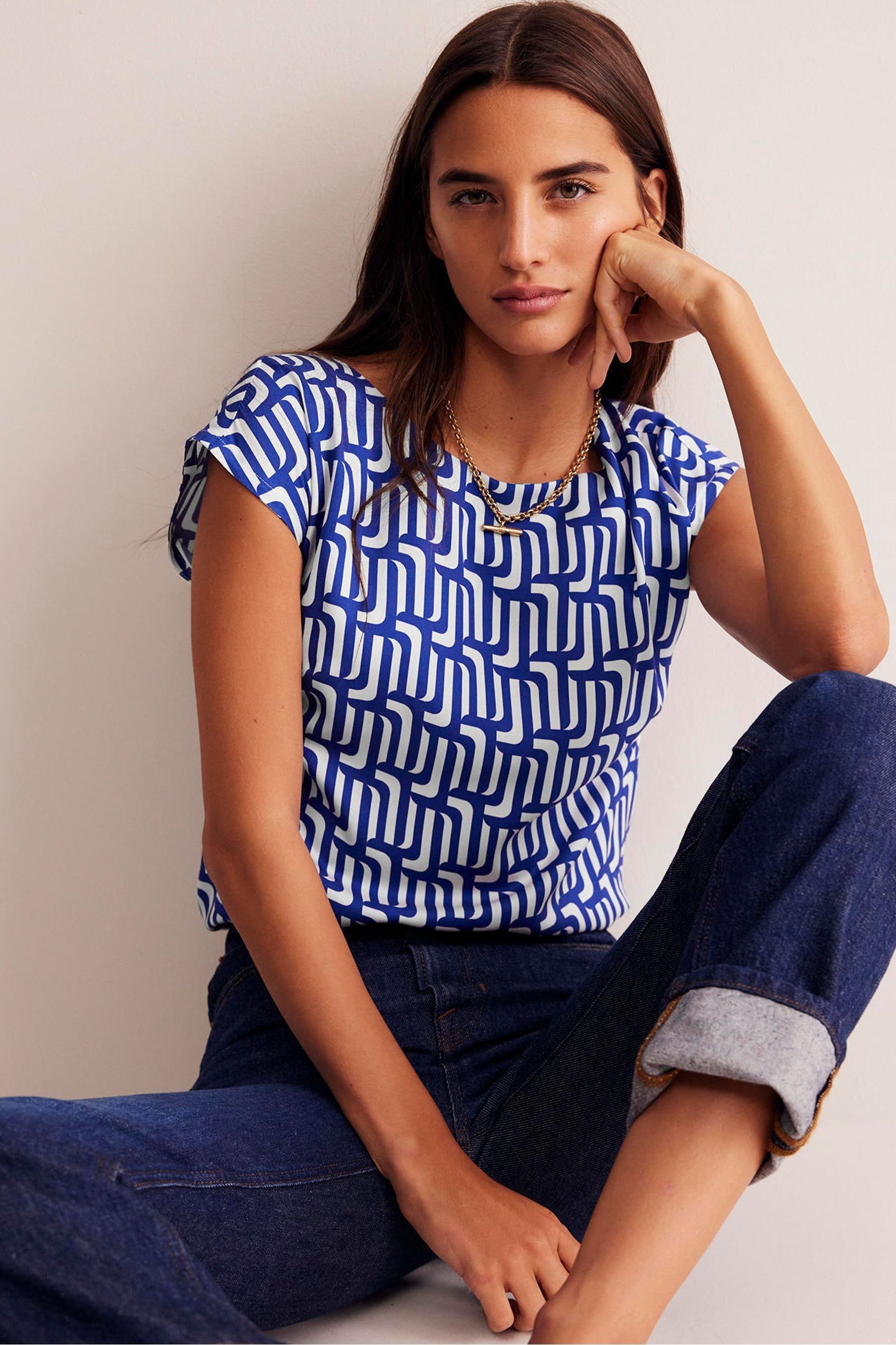 Buy Boden Blue Modern Shell Top from Next Luxembourg