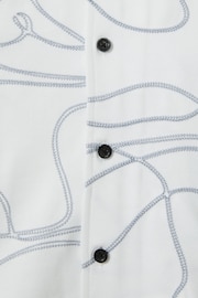 Reiss White Menton 100% Cotton Jersey Embroidered Shirt - Image 4 of 4